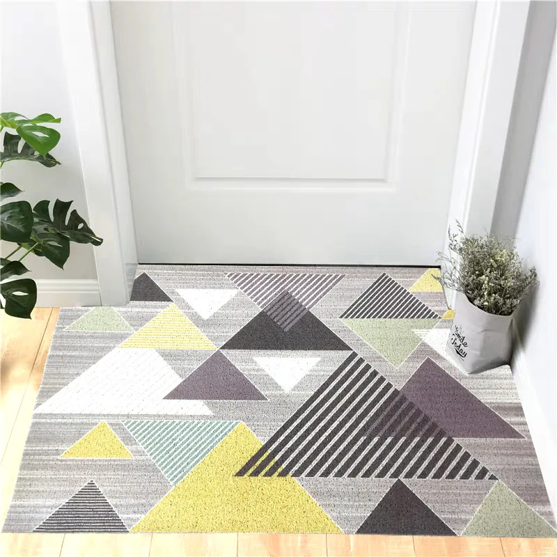 

Nordic Entrance Doormat Carpet Floor Mats Carpet Indoor Can Be Cut Custom PVC Kitchen Mat Bath Mat Silk Loop Anti-slip Doormat