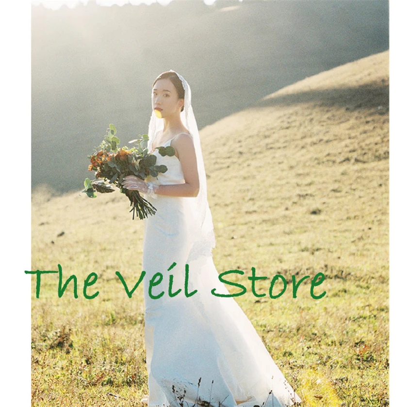 ยาว Juliet Vintage ลูกไม้ Appliques เจ้าสาว Veils สำหรับเจ้าสาวงาช้าง Tulle ไข่มุก Velo de Negra Voile mariage