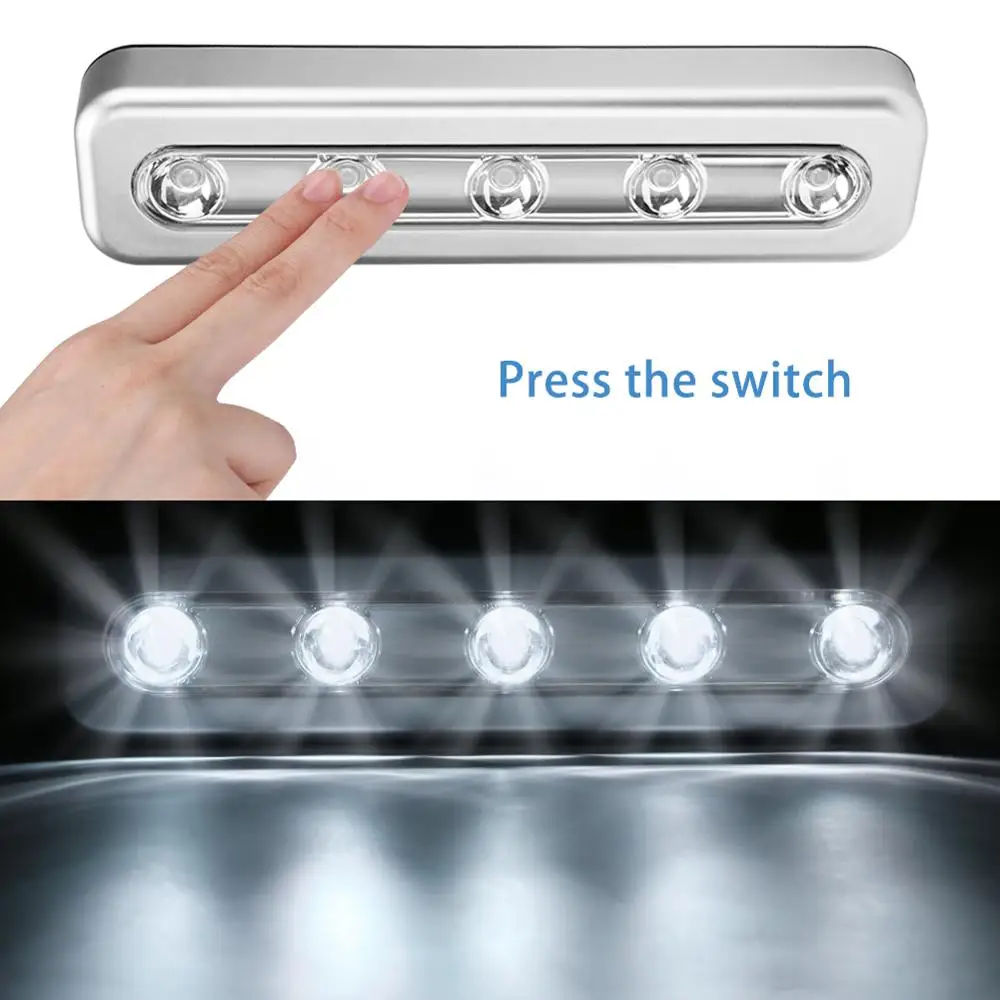 5 LED アンダーキャビネットクローゼットライトワイヤレスナイトライトワードローブ階段キッチン寝室ナイトランプ引き出しライター