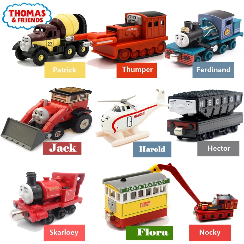 Tren magnético fundido a presión Original de Thomas y sus amigos, vehículos de juguete, Toby Harold Flora, tren 1:43, juguete para regalo de cumpleaños para niños