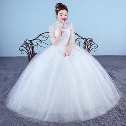 Customized Wedding Dress Bridal Ball Gowns Embroidery Wedding Dresses Half Sleeve Bridal Dresses Lace Up Plus Size