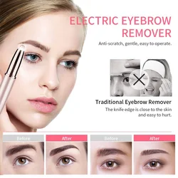 Recortador de cejas eléctrico, miniafeitadora para mujer, depilación facial indolora instantánea, portátil, con cuchillas