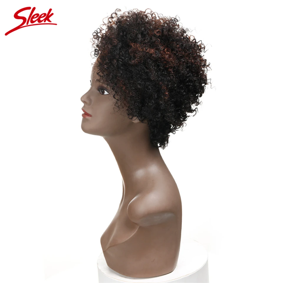 Sleek Brazilian Afro Kinky Curly Wig F1B/33# and Natural Color Short Bundles Deal Machine Made Cheap Remy Hair Wigs For Black