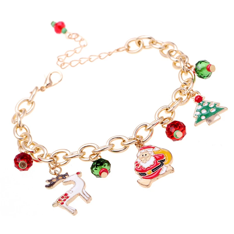 Santa Claus Bracelet Pendant Bangle Christmas Decorations for Home Happy New Year 2022 Christmas Tree Ornaments Xmas Gifts