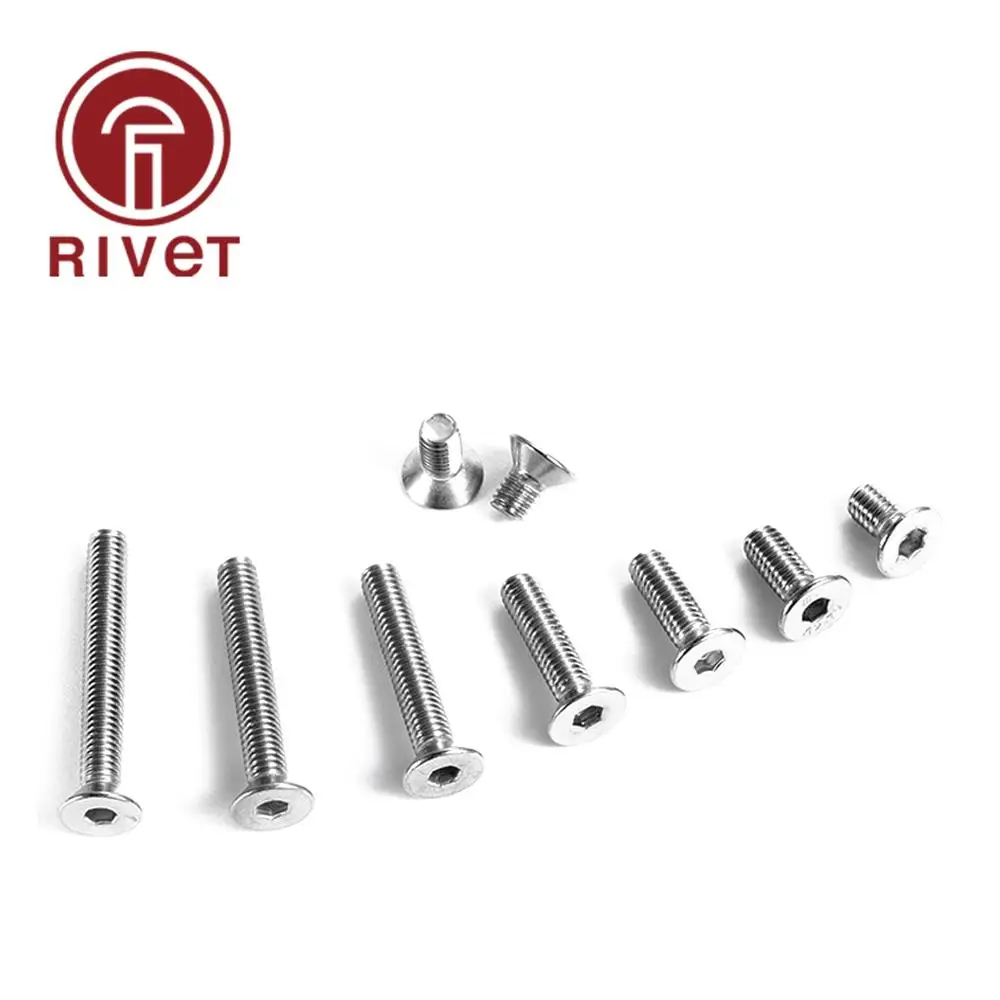 304 DIN7991 M16 Stainless Steel Allen Key Head Flat Screw DIN7991 Hex Socket Flat Countersunk Head Screw Bolt 20/50/100 PCS