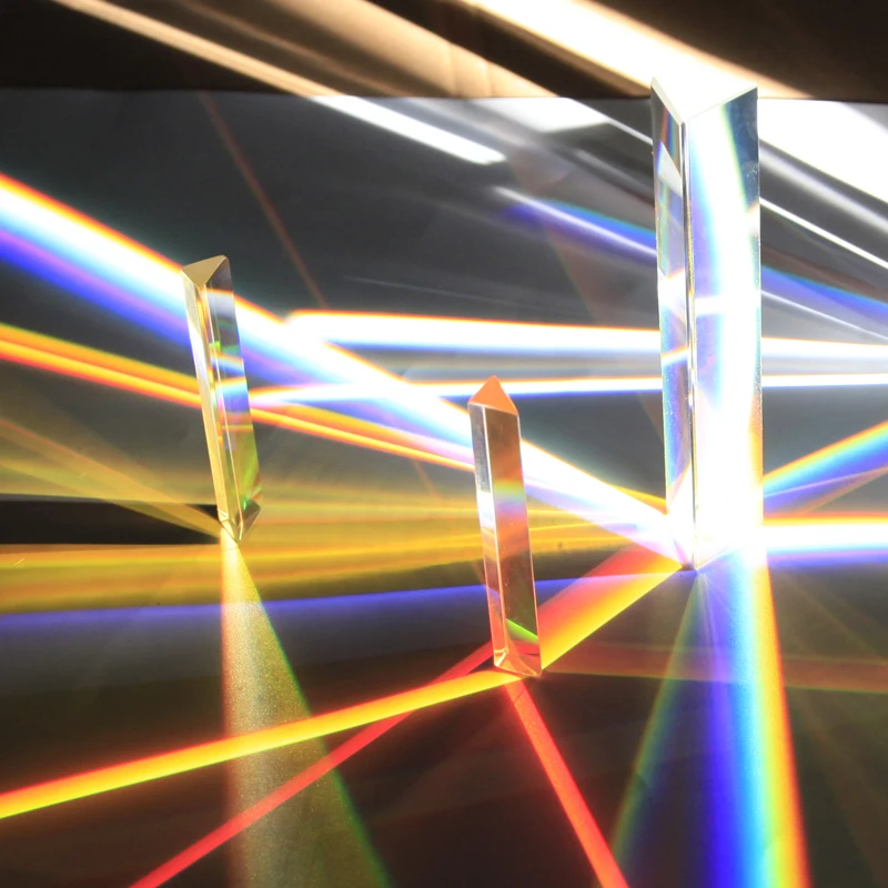 Prisme triangulaire en verre arc-en-ciel, capteur de soleil, expérience scientifique, prisme optique pour enfants, pour voir la réfraction de la lumière