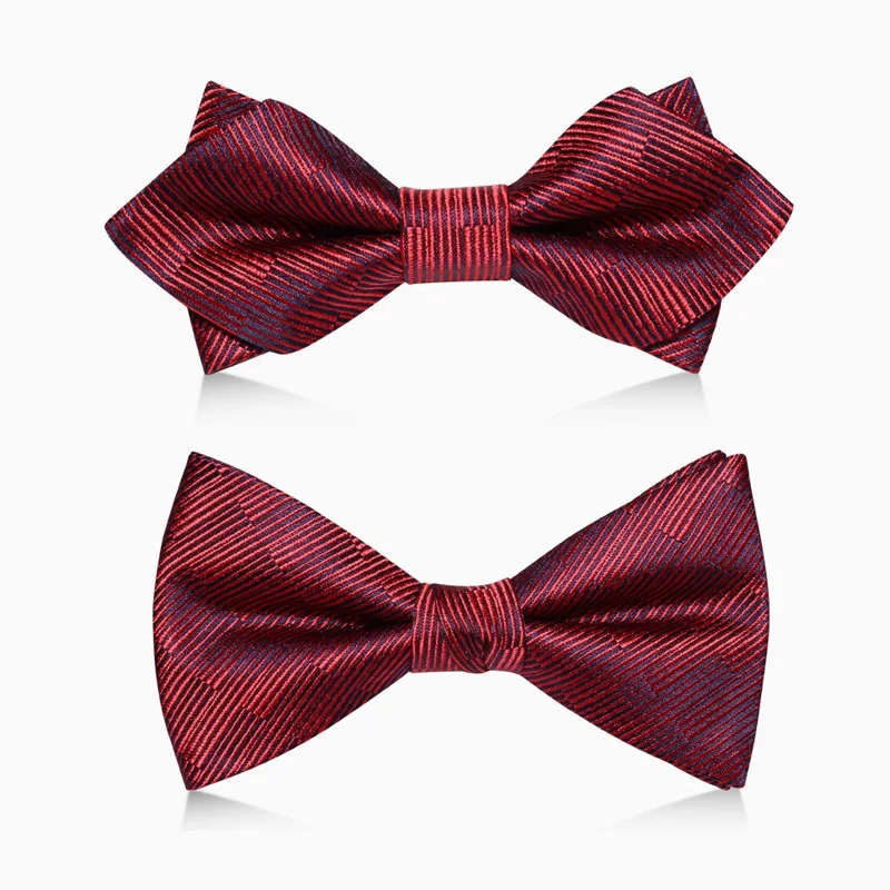 

2024 Brand New Fashion Men's Bow Ties Wedding Double Fabric Striped Plaid Bowtie Banquet Host Party Butterfly Tie with Gift