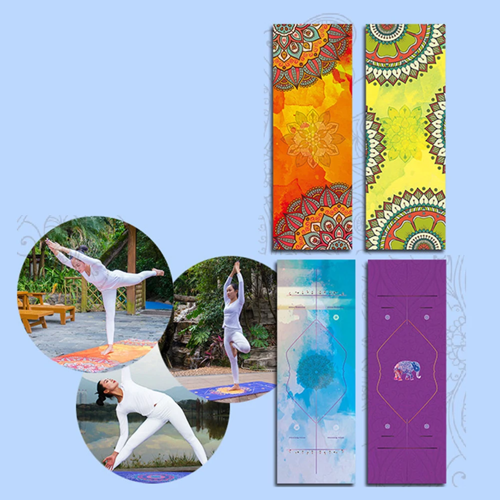 Printed Microfiber Digital Printing Portable Anti Slip Mat Exercise With Fitness Protection Pilates Yoga Non-slip Easy Grip Mat