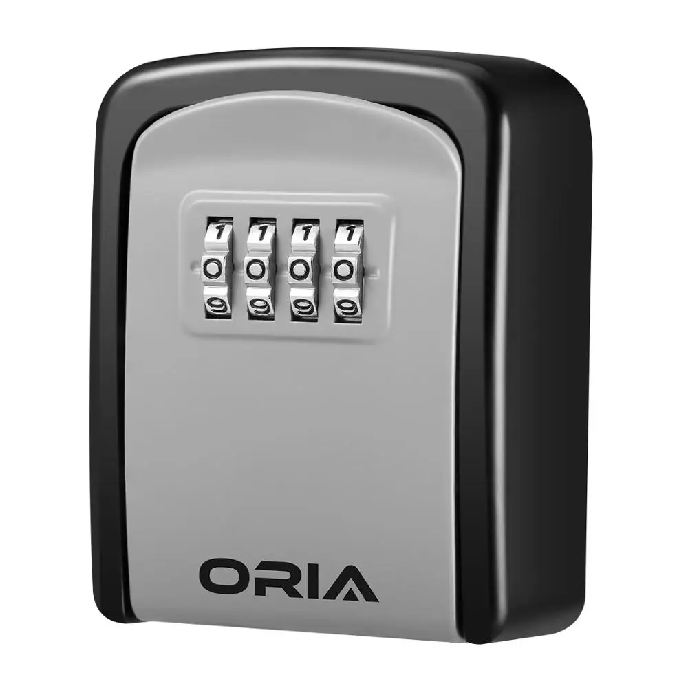 ORIA Password Key Box Decoration Key Code Box Key Storage Lock Box Wall Mounted Password Box Outdoor Key Safe Lock Box Gray