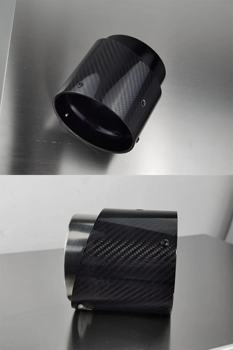 1 Stück Hochwertige Schwarze Carbon-Faser 95mm Einlass-Auspuffblenden für Mini Cooper F60 JCW Countryman Modellautos – Detail 6