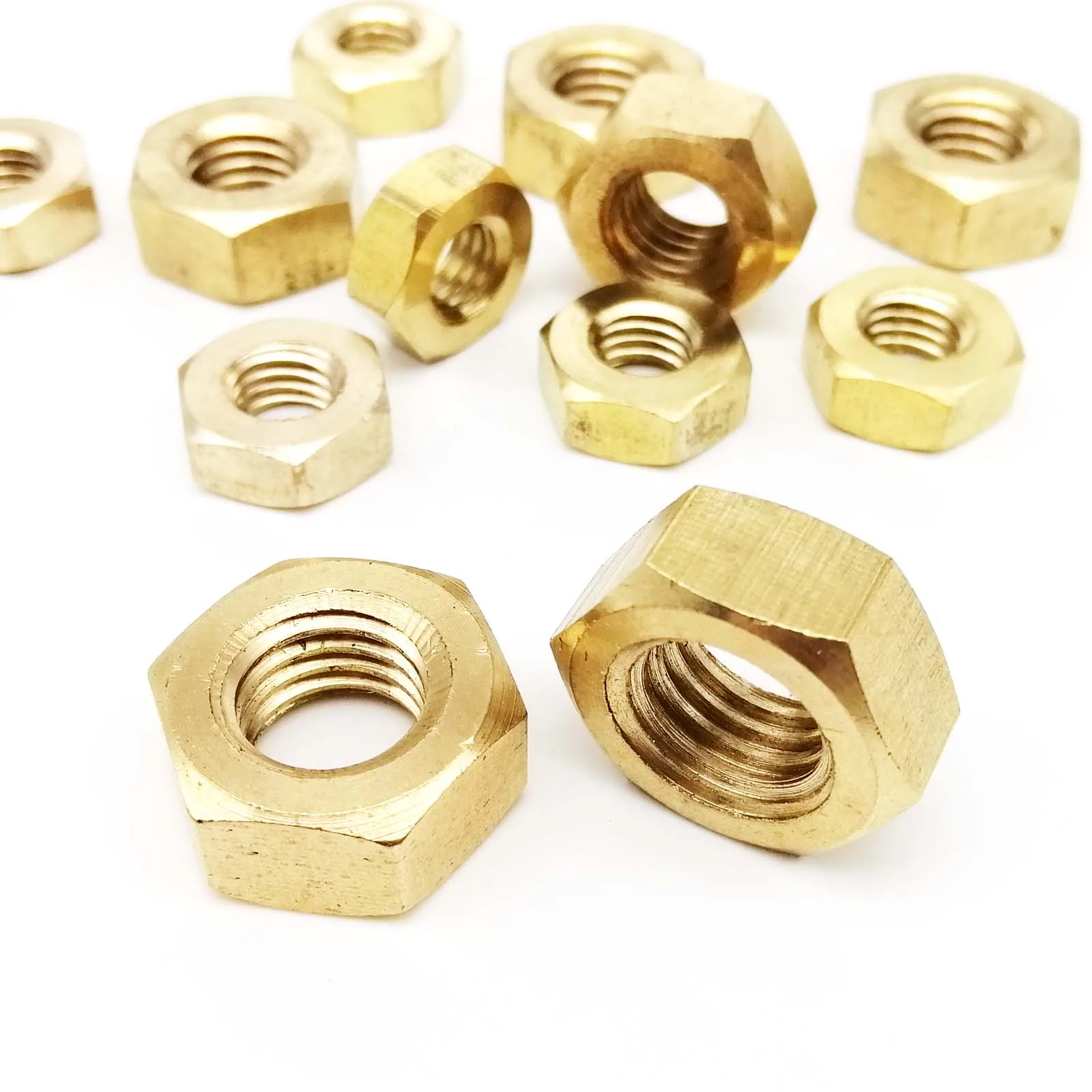 10/200pcs DIN934 M1 M1.2 M1.4 M1.6 M2 M2.5 M3 M4 M5 M6 M8 M10 M12 Solid Brass Copper Hex Nut Hexagon Nut High Quality