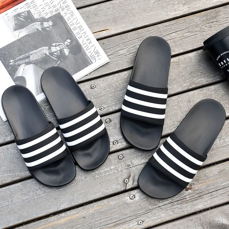 Wear-resistant slippers for women indoor fashion stripes in summer couples wear sandals slippers outdoors in non-slip bathroom