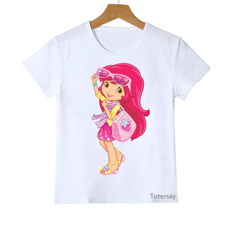T-shirt for Girls Love Pink Strawberry Print T Shirt Girls Rabbit Animal T Shirts Camisetas Harajuku Kawaii Children Clothing