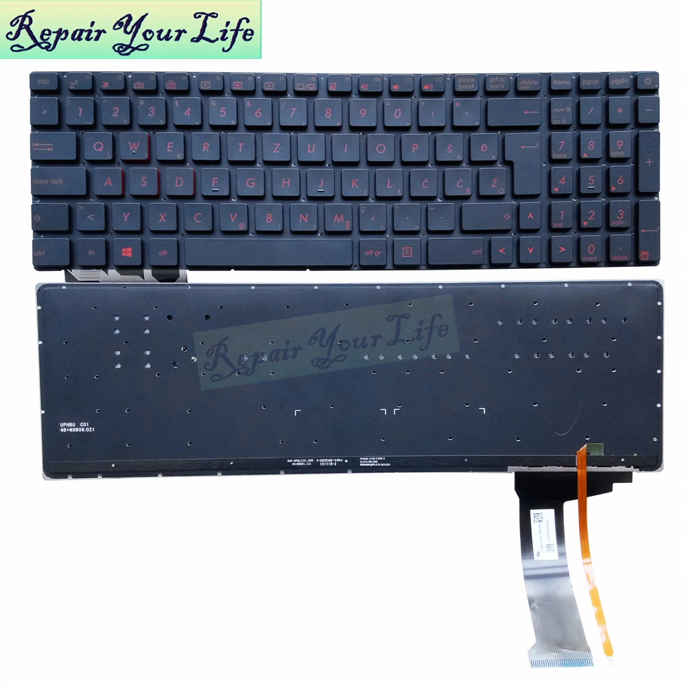 Imagem -05 - Alemão Croata Eslováquia Retroiluminado Teclado para Asus N551 G551 N551vw jm N551zu G551jk jq N751 Gl551 Gamers Substituição Teclados