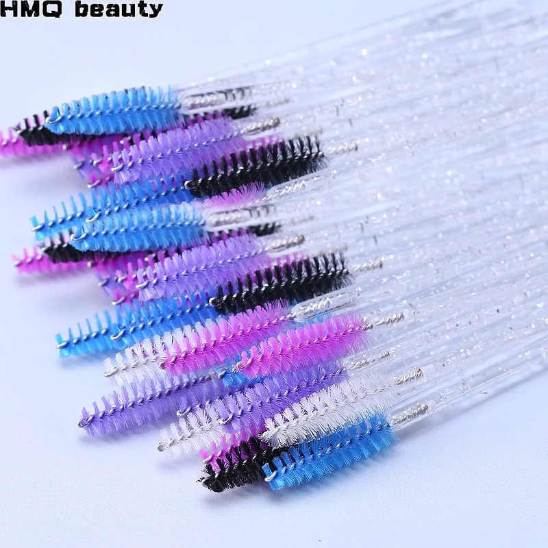 50 Stuks Make-Up Kwasten Wegwerp Kristal Wenkbrauw Borstel Diamant Handvat Mascara Wand Applicator Wimpers Wimper Extension Tool