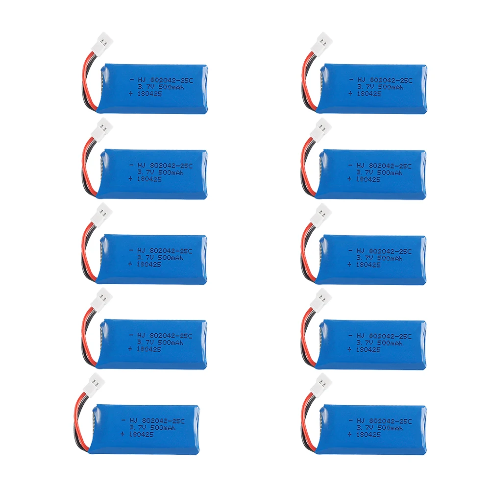 3/5/10Pcs 1s 3.7V 500mah 802542 25C Lipo Battery For Udi U816A U941 U927 H43 Wifi818 JXD385 H107 V252 F186 RC Drone Spare Parts