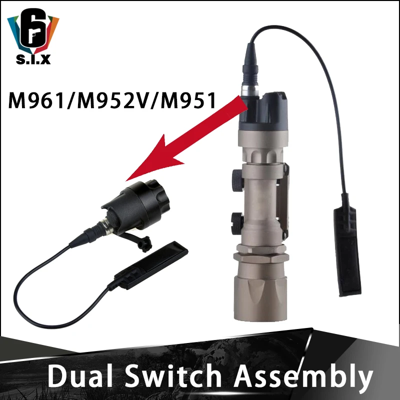 Remote Pressure Switch For M961 M952V M951 Tactical Flashlight  Tail Cover Pressure Pad Airsoft Dual Switch Assembly