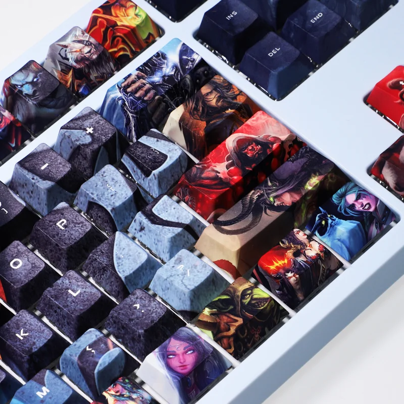 1 Set PBT 5 Côtés Sublimation Keycaps Bidimensionnel Anime Jeu Capuchons Pour WOW Cerise Profil Keycap