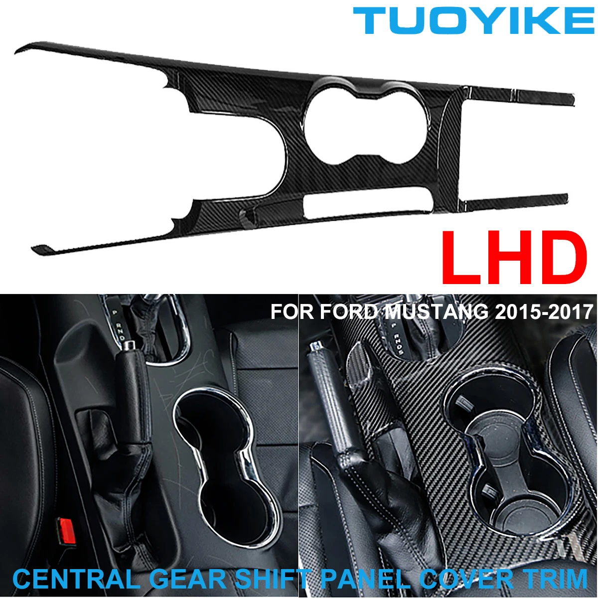 

LHD Car Styling Real Carbon Fiber Console Central Gear Shift Panel Cover Trim Sticker Frame For Ford Mustang 2015-2017 Interior