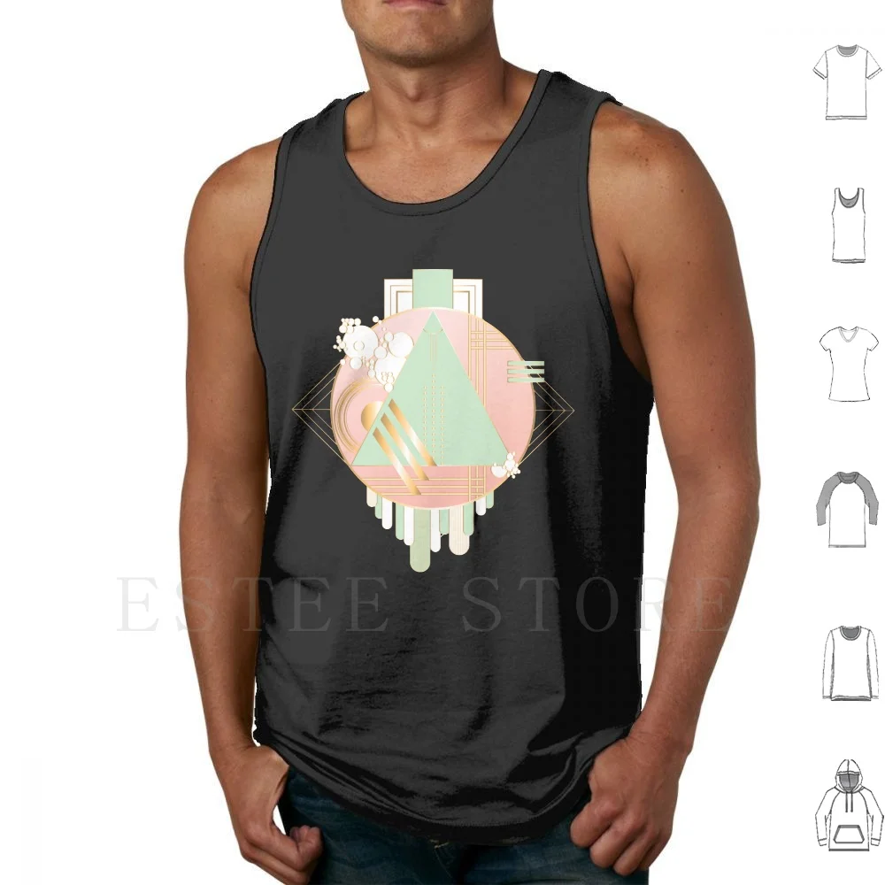 Art Deco Dreams Tank Tops Vest Art Art Design Art Pattern Pink And Mint Pink And Green Pink And Gold Gold Pink Green Mint