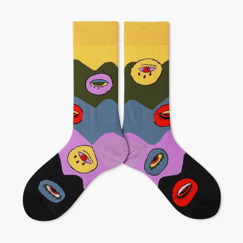 Spring New Arrived Happy Socks Men Funny Art BritishStyle Streetwear Hip Hop Designer Crew Socks Gift