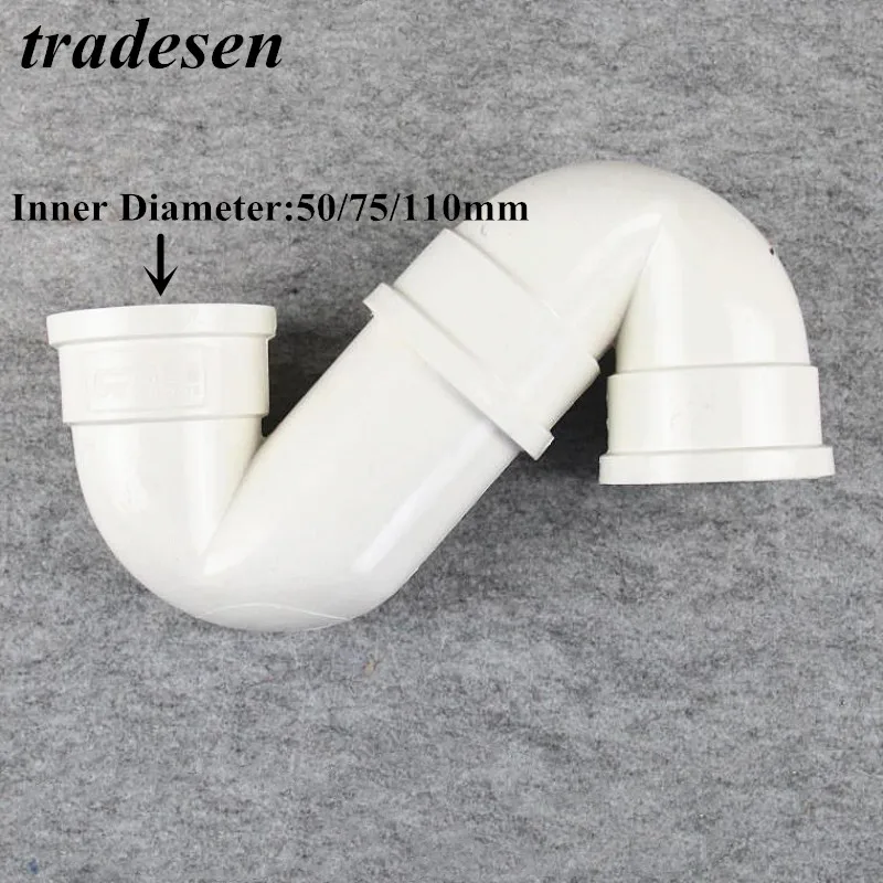 

1Pcs I.D75-110mm PVC S Type Elbow kitchen Bathroom Drainage Pipe Connectors Anti-Odor Joint Garden Water Tube Water Storage Bend