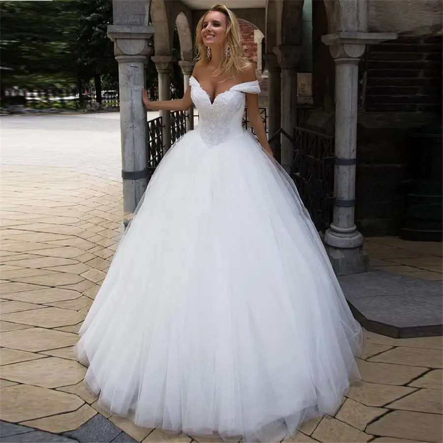 Robe De mariée en Tulle pur, Robe De bal en dentelle, Robe De mariée, modeste, personnalisée, grande taille, nouveauté