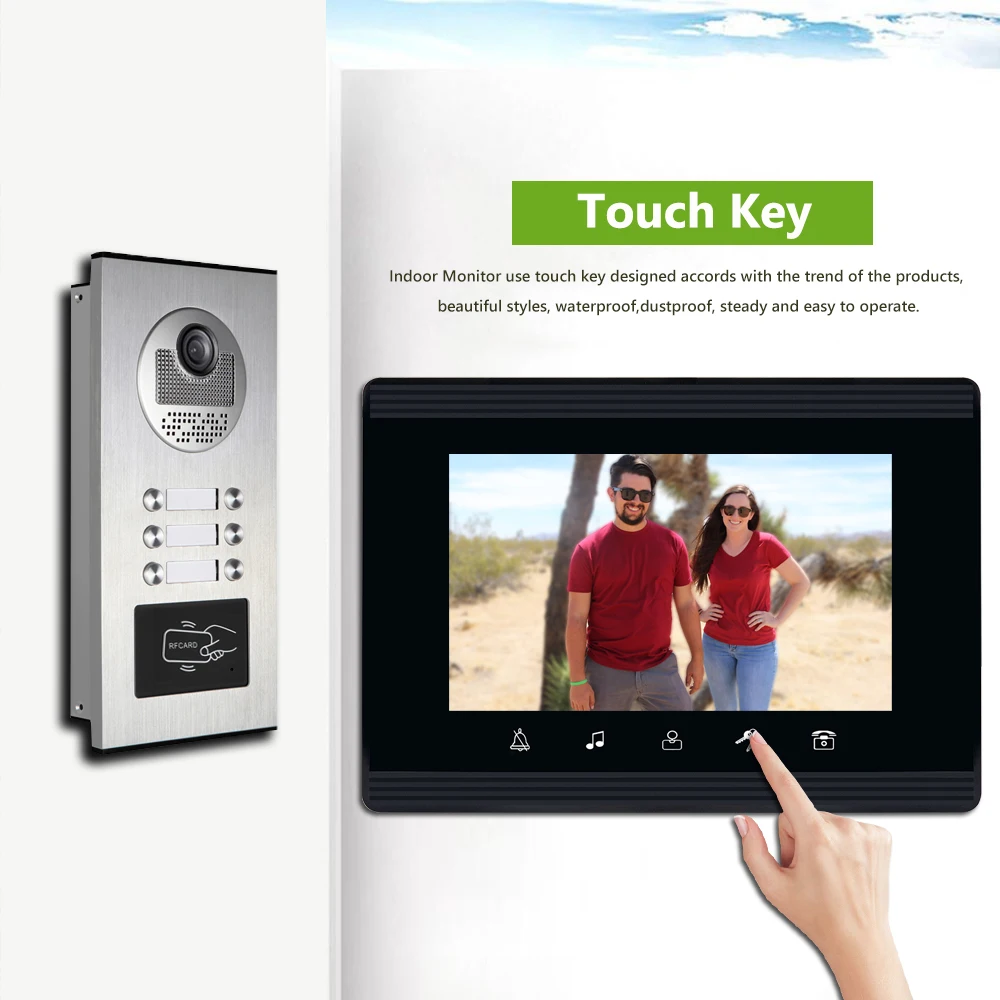 2020 Upgrade Versions 2/3/4/6 Units Apartment intercom Video door phone network Cable Connect, Single-Supply, ID Keyfobs Unlock