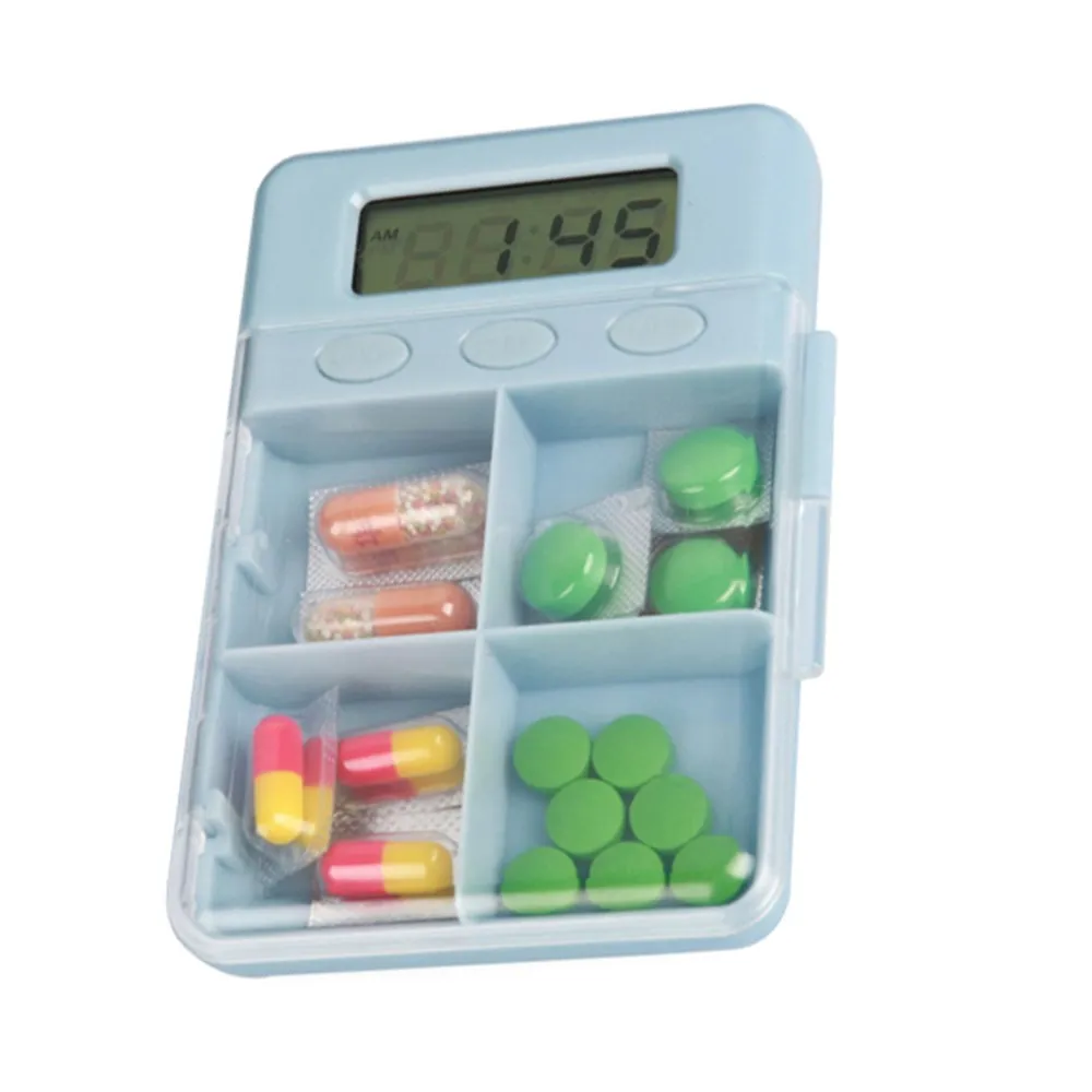 GREENWON Portatile 4 Slot Pillola Scatola della Medicina del Supporto Dell'organizzatore di Immagazzinaggio Della Cassa Del Contenitore Della Scatola Della Pillola Splitters di Viaggio Scatola Della Pillola