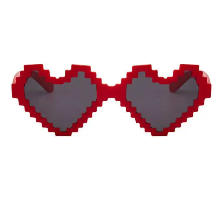 Sunglasses Mosaic Heart Shape Glasses Party Decor Red Lip Eyeglasses Shades Holiday Birthday Rave Atmosphere Props 100pcs