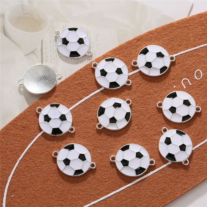 

10pcs/lot New Creative Football Alloy Black White Color Charms Connectors For DIY Fashion Earrings Necklace Jewelry Accessories