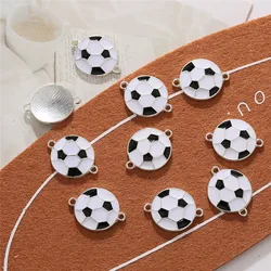 10pcs/lot New Creative Football Alloy Black White Color Charms Connectors For DIY Fashion Earrings Necklace Jewelry Accessories