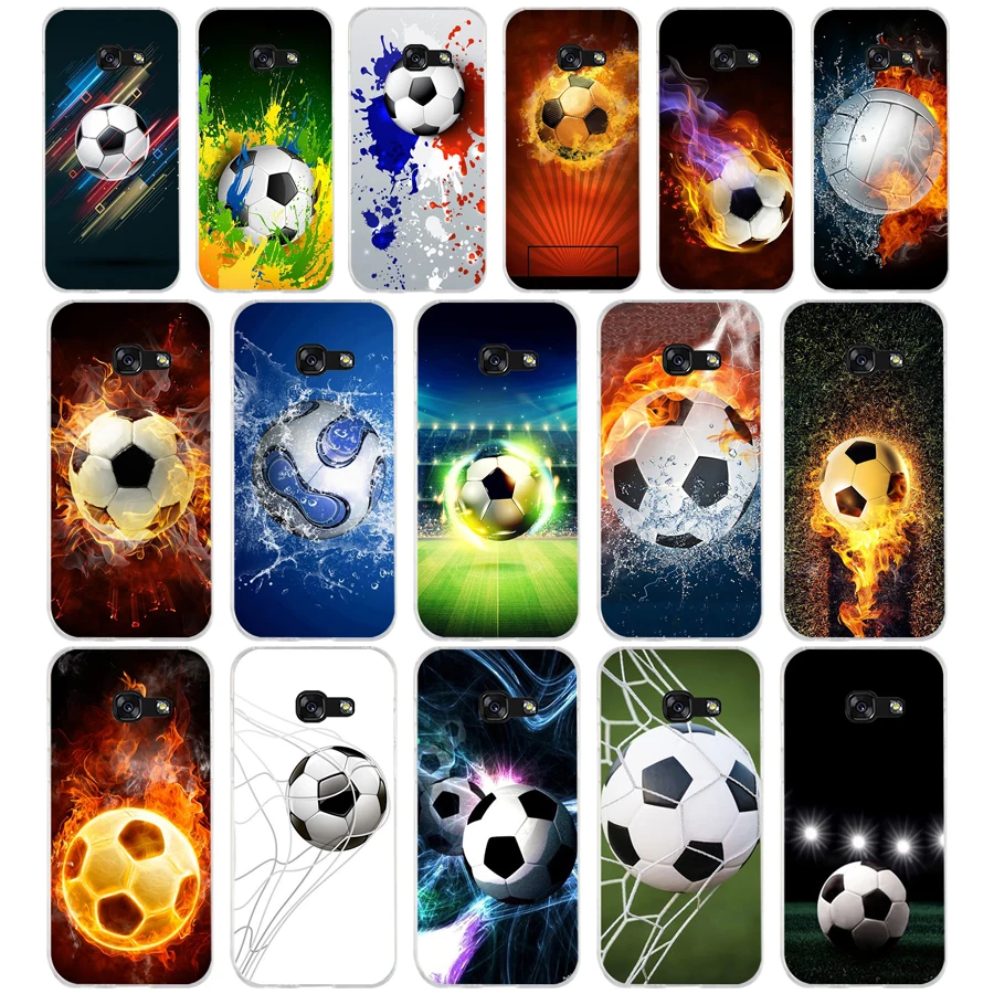 147  Fire Football Soccer Ball Soft Silicone Tpu Cover phone Case for Samsung a3 2016 a5 a6 plus a7 a8 a9 star lite s 6 7 8 9