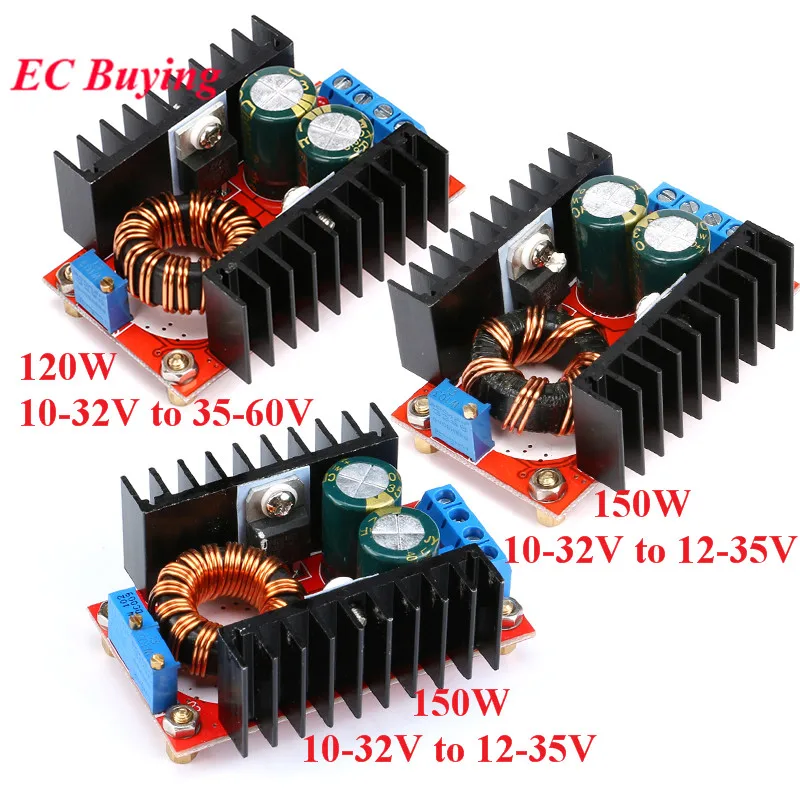 120W 150W Boost Converter DC-DC 10A 10-32V to 12-35V 10-32V to 35-60V Step Up Voltage Charger Power Module LED Car/Vehicle
