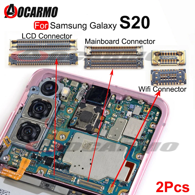 2Pcs For Samsung Galaxy S20 LCD FPC Plug Main Board PCB Connector Mainboard Flex Connector WIFI Signal Antenna