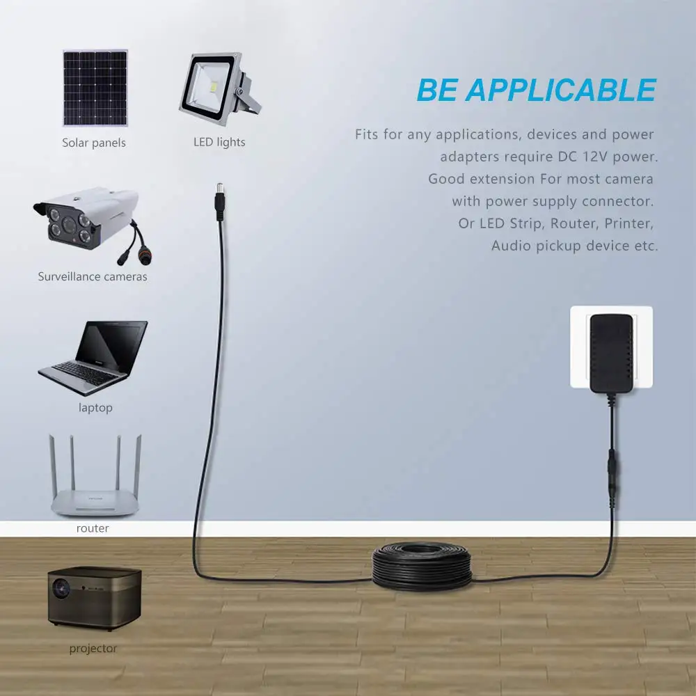 10ft 5.5mm x 2.1mm fêmea para macho dc 12v cabo de extensão de energia para câmeras de segurança cctv ip câmera dvr presente de usb para dc 5.5mm