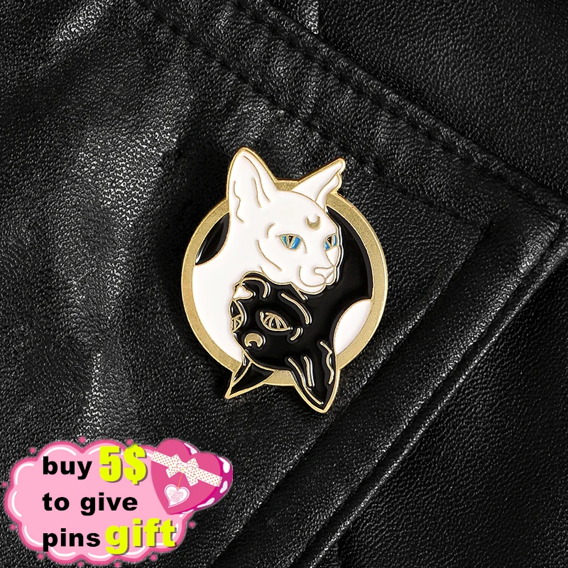 Witch Enamel Pins Collection Witch Hat and Cat Frog Pins Up Crescent Moon Black Gothic Lapel Pin Wiccan Brooches Witches Jewelry