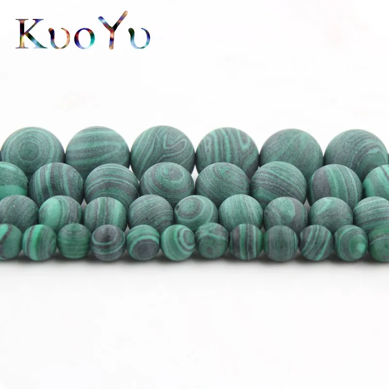 Natural Stone Matte Malachite Peacock Beads Loose Spacer Beads For Jewelry Making DIY Bracelet Necklace 15