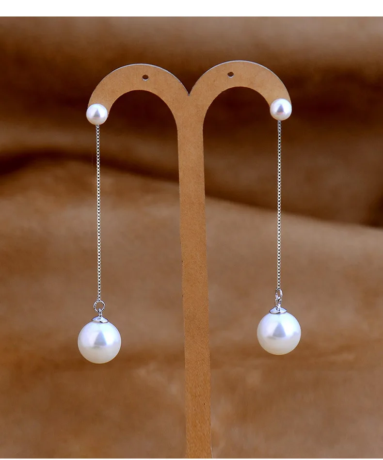 Real 925 Sterling Silver Long pearl Earrings For Women Ladies Statement Jewelry Korean Earrings Pendientes Brincos