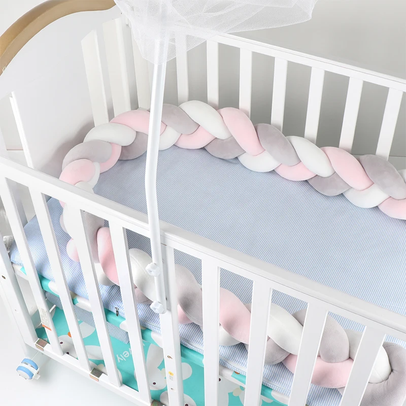 150cm Newborn Baby Bed Bumper Children Pillow Bumper Three twisted Infant Crib Fence Cotton Cushion Kids Room Bedding Decoration