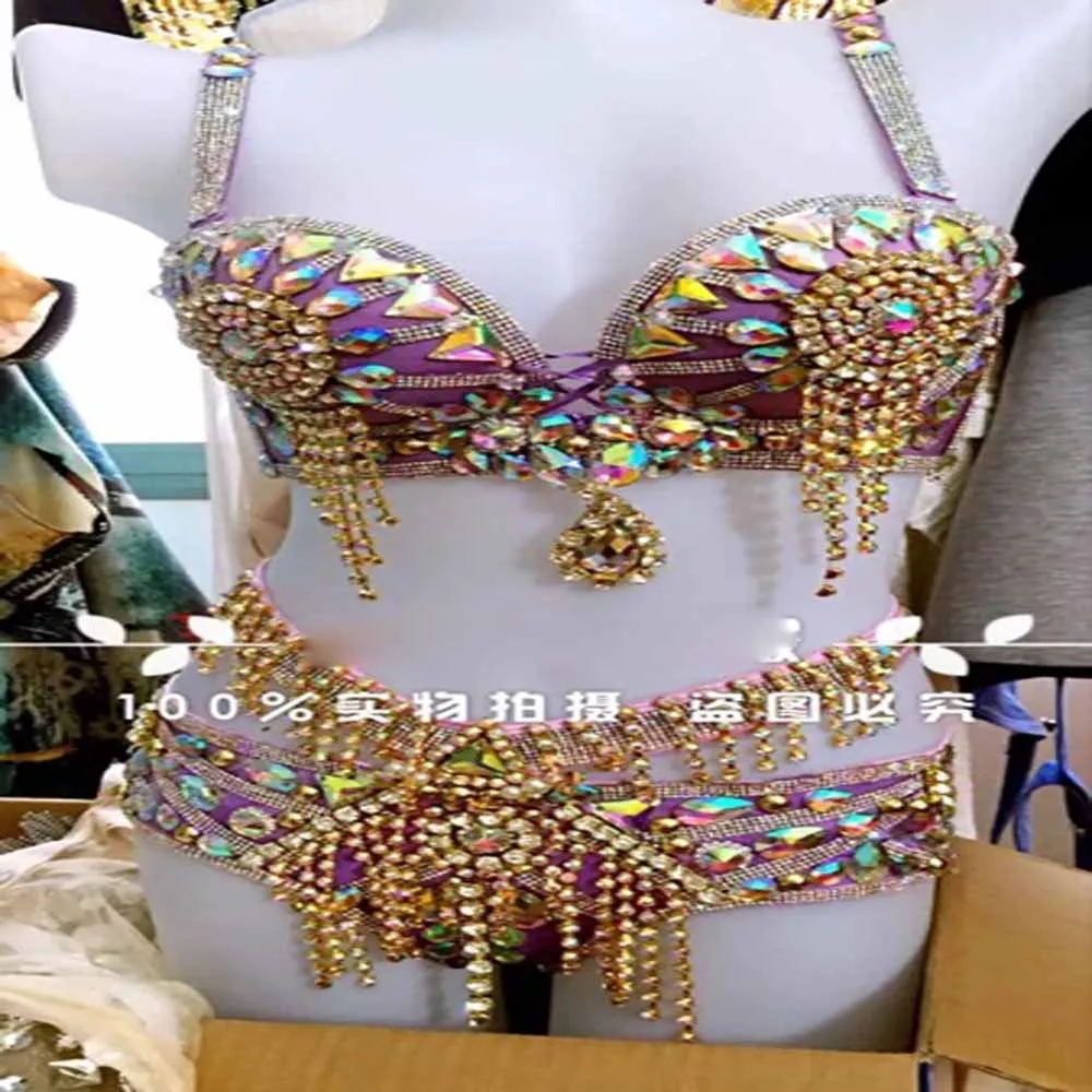 

Singer Belly Dance women gogo costume rhinestone sparkly bikini Nightclub DJ DS party gril show dance outfit