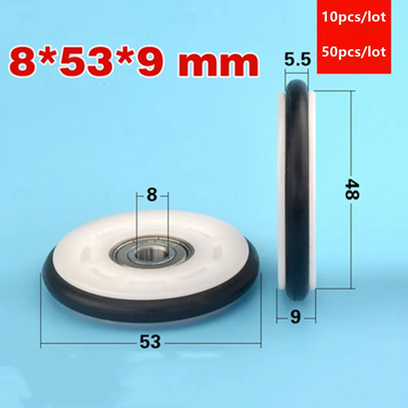 

10pcs/50pcs 8*53*9mm O ring soft rubber coated POM low noise blackboard fishing gear 608ZZ bearing pulley wheel roller 8x53x9mm