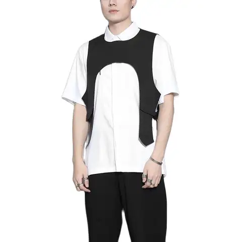 Men Side Ribbon Buckle Hollow Out Punk Hip Hop Techwear Vest Women's Harajuku Tactical Cargo Vest Gilet Homme