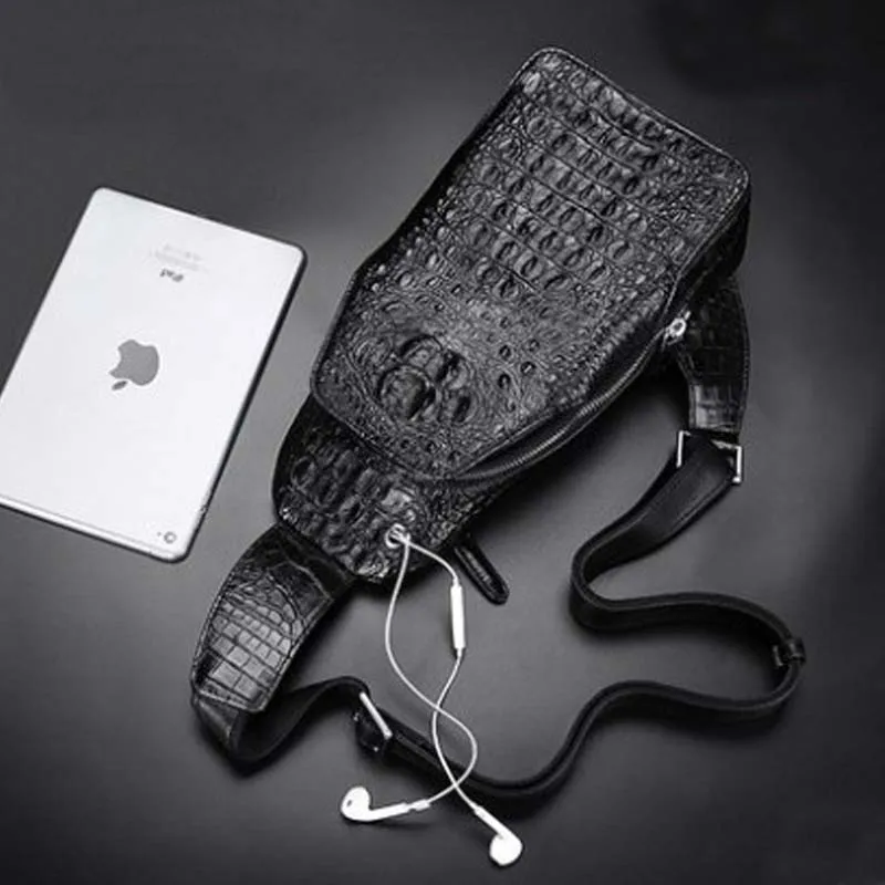 SL crocodile leather male business and leisure  Inclined shoulder bag  fashion  multi-function  Single shoulder bag  men bag