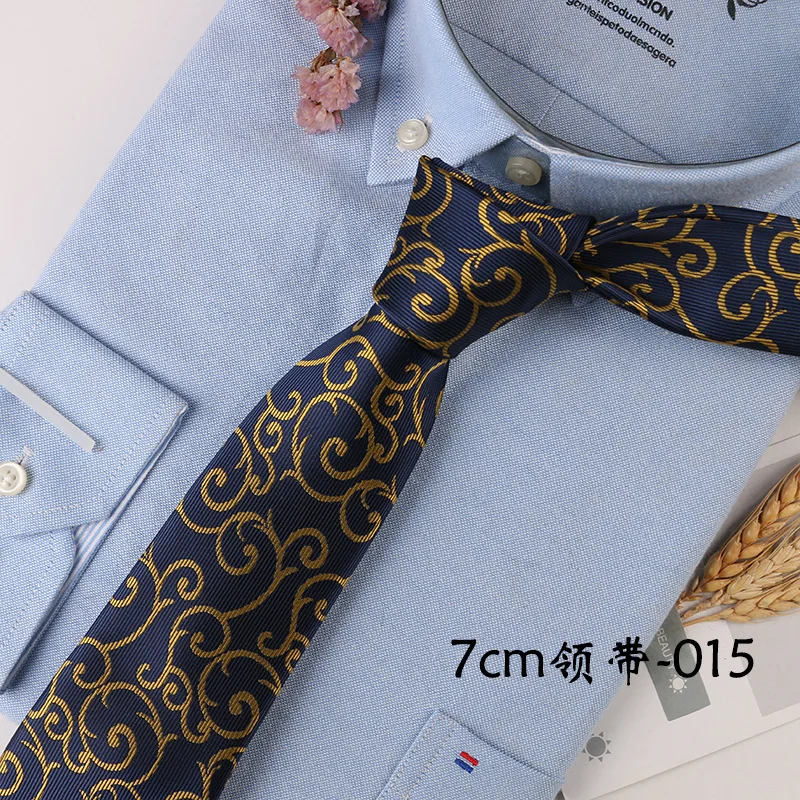 Corbatas de 7cm Para Hombre, Corbatas de lujo a rayas azules, Corbatas de negocios, accesorios de camisa, regalo de matrimonio