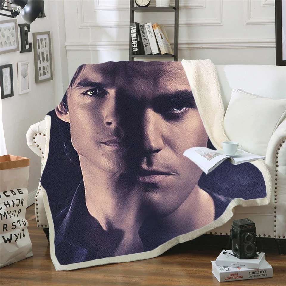 The Vampire Diaries 3d printed fleece blanket for Beds Hiking Picnic Thick Quilt Bedspread Sherpa Throw Blanket style-2