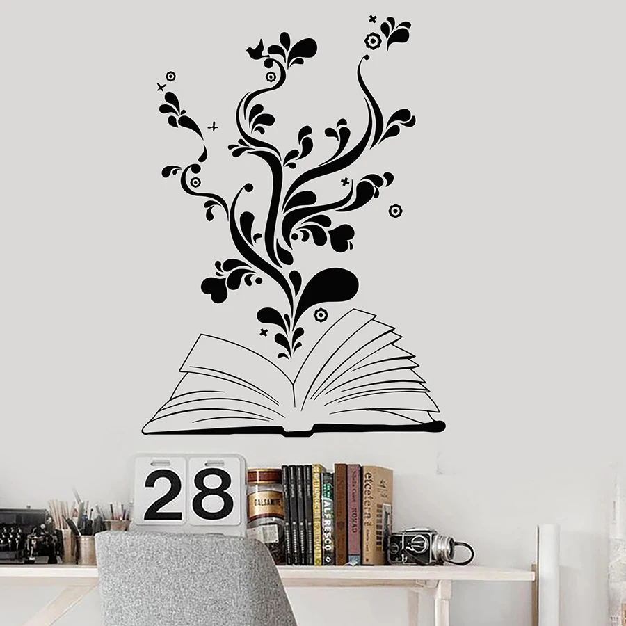 

Открытая книга, настенная наклейка, Книжный червь, библиотека, книжный магазин, школа, класс, интерьер, креативный декор, виниловые оконные наклейки, художественный цветок M233