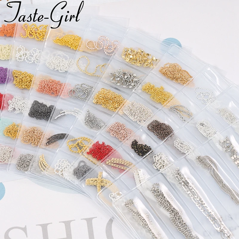 1 Pack Mixed Style Gold Silver Metal 3d Nail Art Decorations Rhinestones Claw Chain Alloy Manicure Nails Accessories New Arrive
