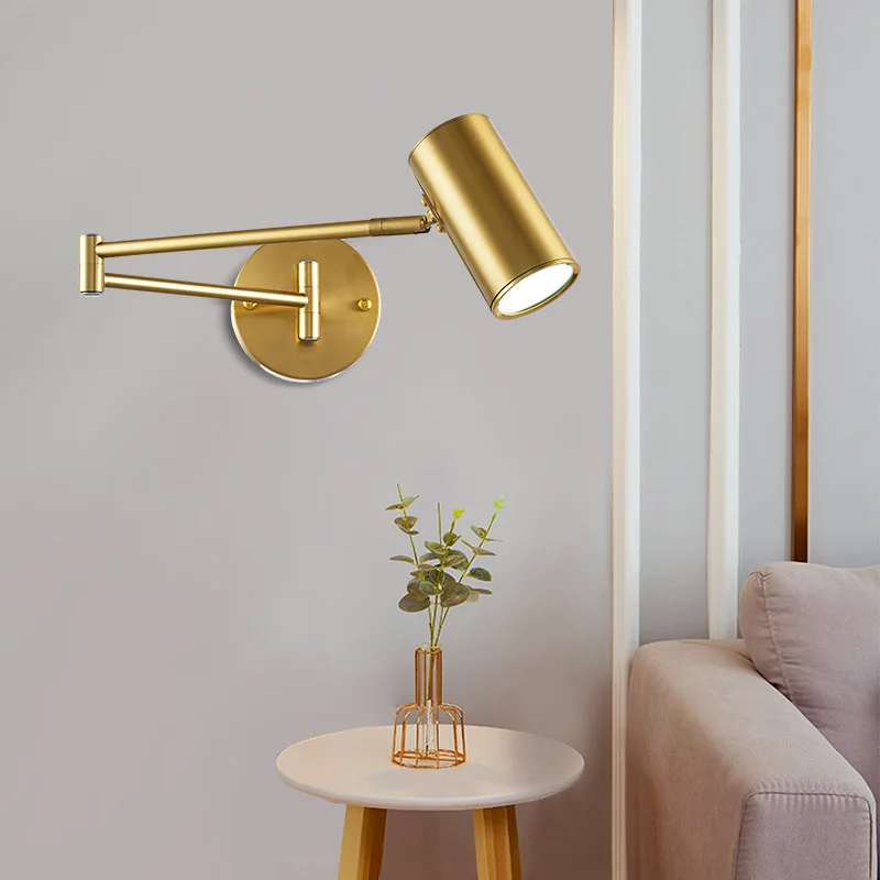 

Simple Post-Modern Personality Double-Section Rocker Arm Wall Lamp Bedroom Bedside Study Lighting LDE Adjustable Wall Lamp