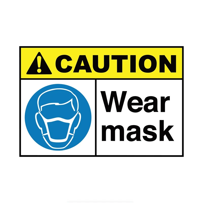 Creativity Vinyl Decal Wear Mask Caution Signs Car Sticker PVC Coloful Decals Motorcycle Accessories Sticker